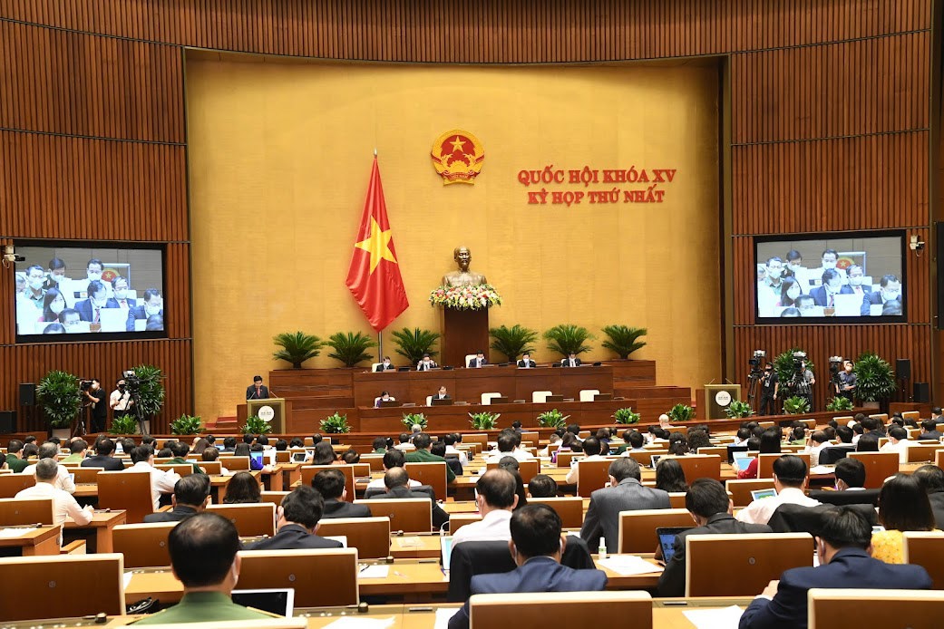 Toàn cảnh phiên họp ngày thứ ba, Kỳ họp thứ Nhất, Quốc hội Khóa XV. Nguồn: Quang Khánh/daibieunhandan.vn