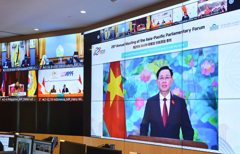 Chủ tịch Quốc hội Vương Đình Huệ phát biểu tại APPF - 29. Nguồn: quochoi.vn