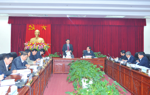 Bộ trưởng Vương Đình Huệ phát biểu tại buổi làm việc với tỉnh Lai Châu