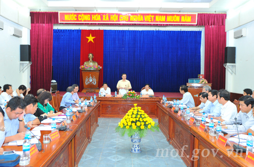 Toàn cảnh buổi làm việc giữa Bộ Tài chính và UBND tỉnh Quảng Trị. Nguồn: mof.gov.vn
