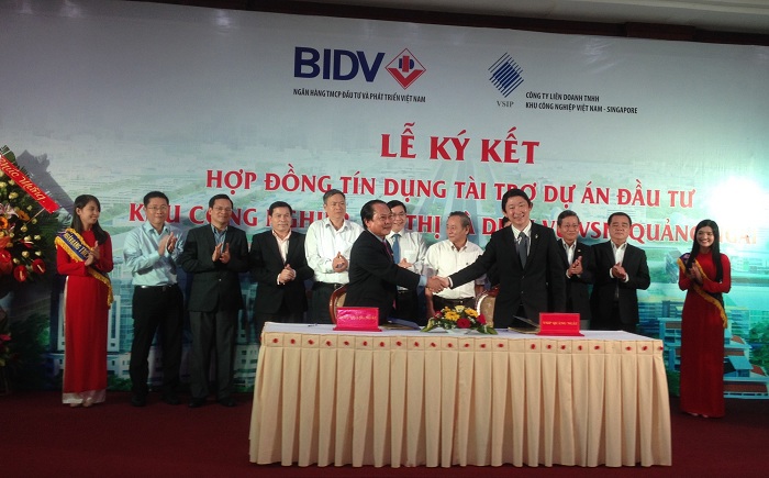 BIDV và VSIP tổ chức Lễ ký kết Hợp đồng tín dụng tài trợ dự án đầu tư Khu liên hợp Công nghiệp – Đô thị & Dịch vụ VSIP Quảng Ngãi. Nguồn: bidv.com.vn