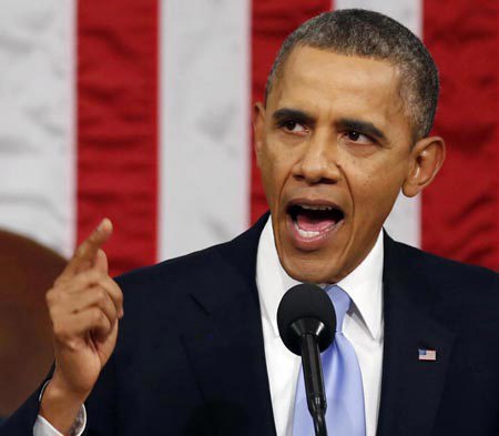  Ông Obama đã dành tới gần nửa thời gian phát biểu để đề cao những thành quả của nền kinh tế Mỹ, vốn được đánh giá là tươi sáng nhất trong kinh tế toàn cầu năm 2014. Nguồn: internet