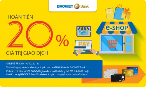 BAOVIET Bank tham gia chương trình Online Friday 2015 với vai trò đối tác thanh toán. Nguồn: baovietbank.vn
