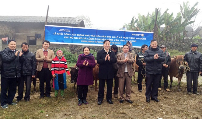 Tập đoàn Bảo Việt đã trao tặng 10 con bò giống cho các hộ nghèo thuộc các xã Lũng Cú, huyện Đồng Văn