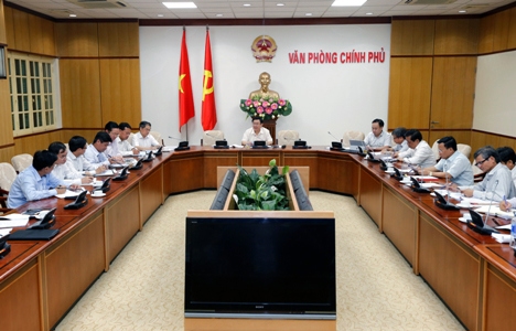 Bảo hiểm tiền gửi Việt Nam báo cáo về kết quả hoạt động trước Phó Thủ tướng Vương Đình Huệ. Nguồn: chinhphu.vn