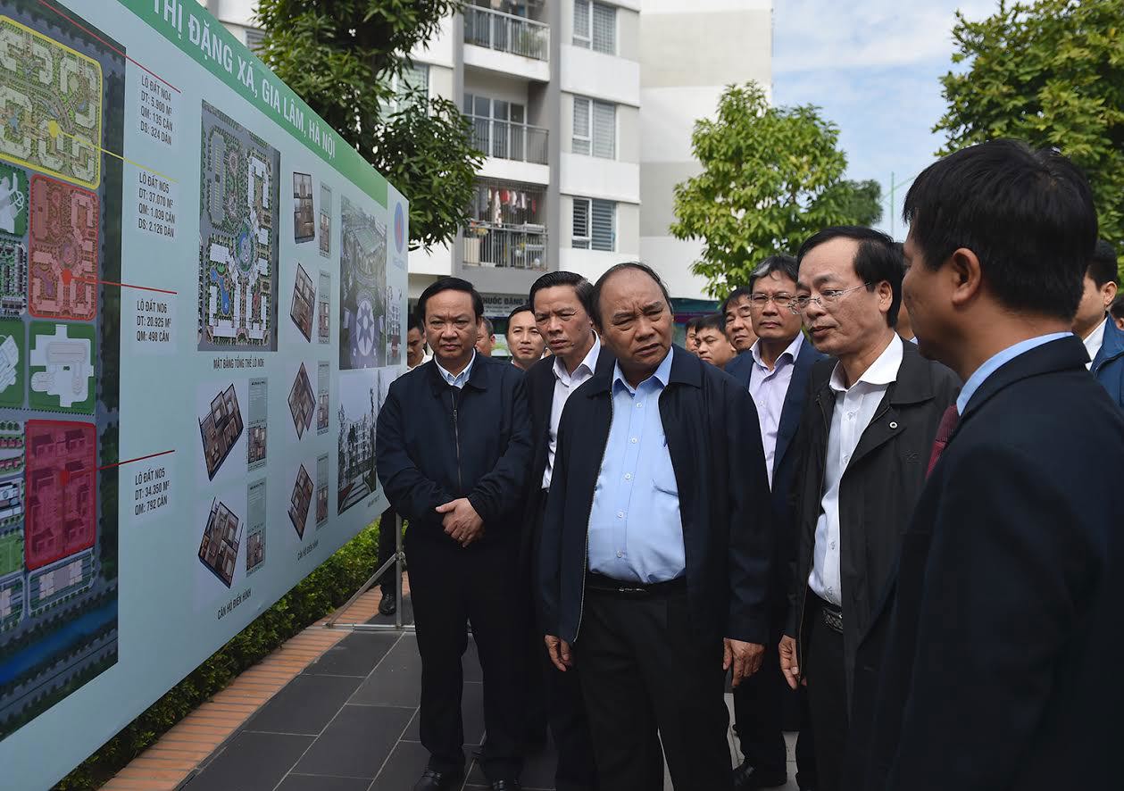 Thủ tướng Chính phủ thăm Khu đô thị nhà ở xã hội Đặng Xá, huyện Gia Lâm, Hà Nội. Nguồn: chinhphu.vn