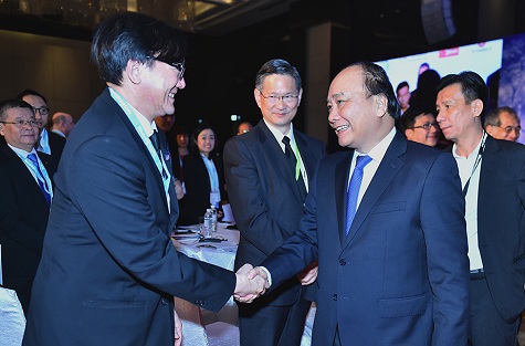 Thủ tướng Nguyễn Xuân Phúc tại Hội nghị Thượng đỉnh kinh doanh ASEAN 2016 sáng 8/12. Nguồn: chinhphu.vn