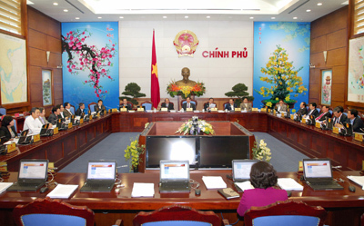 Toàn cảnh phiên họp Chính phủ thường kỳ tháng 2/2013. Ảnh: Internet