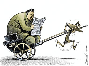 Biếm họa về cách biệt giàu, nghèo ở Trung Quốc - Chúng ta không thể để tình trạng này xảy ra ở Việt Nam. Nguồn: internet
