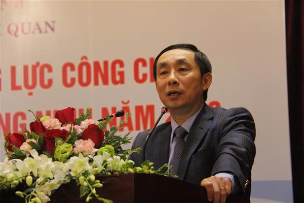 Phó Tổng cục trưởng Tổng cục Hải quan Hoàng Việt Cường phát biểu chỉ đạo kỳ thi. 