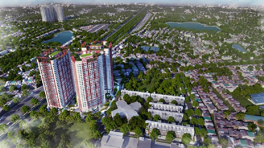 Tổng thể dự án Imperial Plaza hướng về hồ Linh Đàm & công viên Yên Sở
