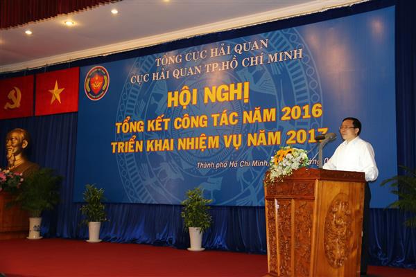 Tổng cục trưởng TCHQ Nguyễn Văn Cẩn phát biểu chỉ đạo tại Hội nghị của Cục Hải quan TP. Hồ Chí Minh. Nguồn: PV.