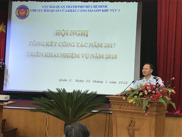 Phó Cục trưởng phụ trách Cục Hải quan TP.HCM Đinh Ngọc Thắng chỉ đạo tại Hội nghị. Nguồn: PV.