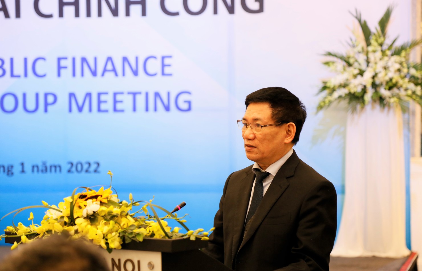 Bộ trưởng Bộ Tài chính Hồ Đức Phớc phát biểu tại hội nghị. 