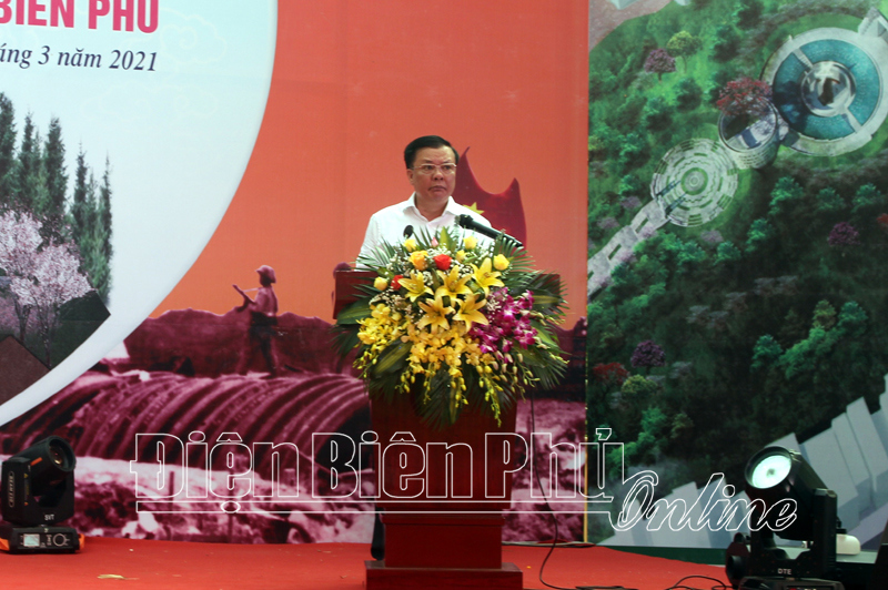 Bộ trưởng Bộ Tài chính Đinh Tiến Dũng phát biểu tại Lễ khởi công. Ảnh: Báo Điện Biên phủ Online