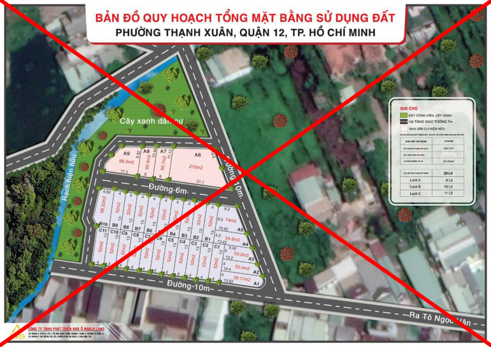  Bản đồ quy hoạch tổng mặt bằng sử dụng đất tại một khu đất trên địa bàn phường Thạnh Xuân, được giả mạo để rao bán đất trái quy định mà UBND quận 12 đã cảnh báo. 