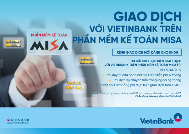 Với công nghệ hiện đại, khách hàng dễ dàng giao dịch với VietinBank ngay trên phần mềm kế toán.