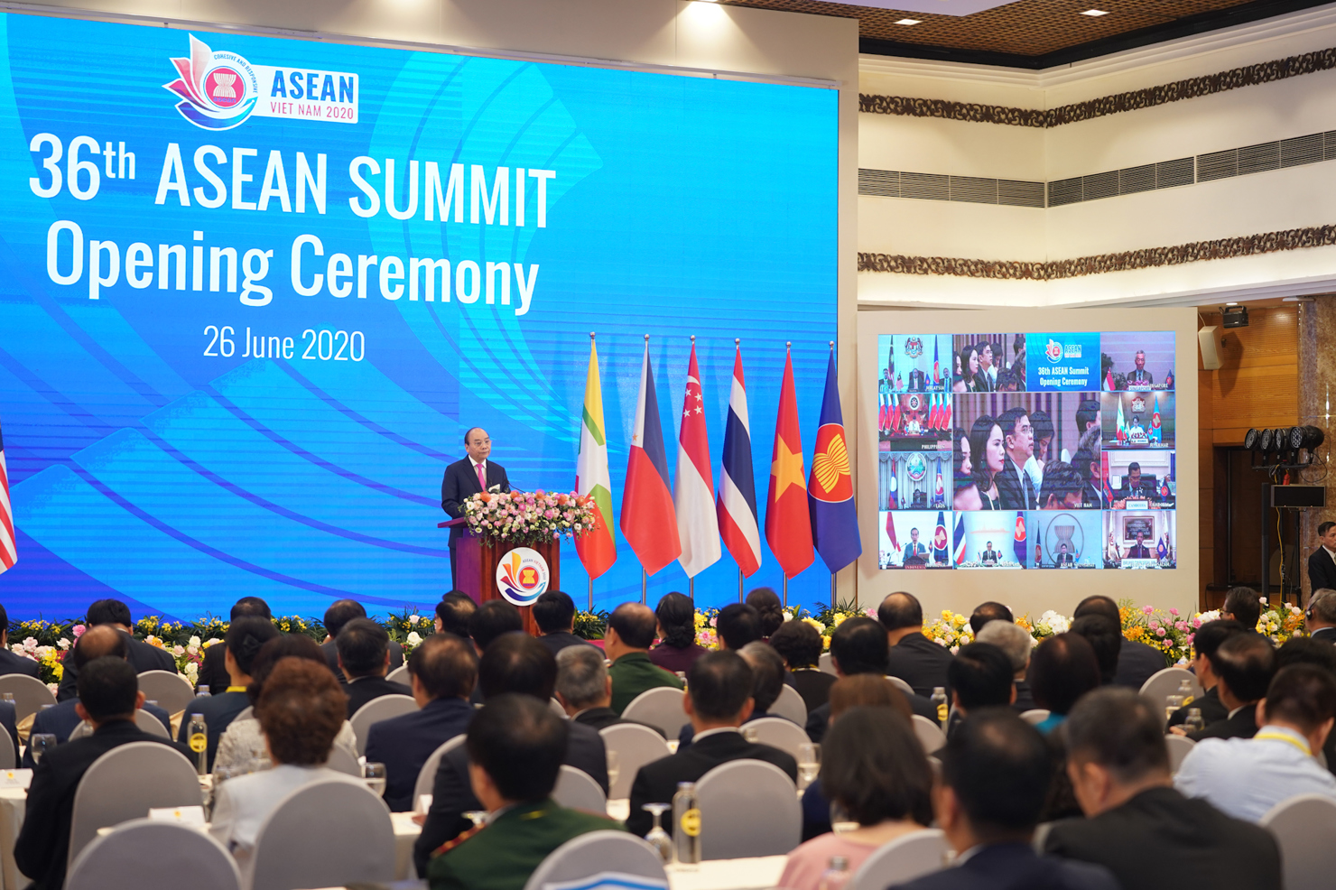 Sáng ngày 26/6/2020, Hội nghị Cấp cao ASEAN lần thứ 36 chính thức khai mạc. Nguồn: VGP