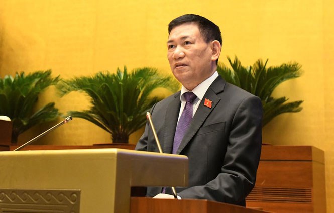 Bộ trưởng Bộ Tài chính Hồ Đức Phớc phát biểu tại Kỳ họp thứ Nhất, Quốc hội khóa XV. Ảnh: QH