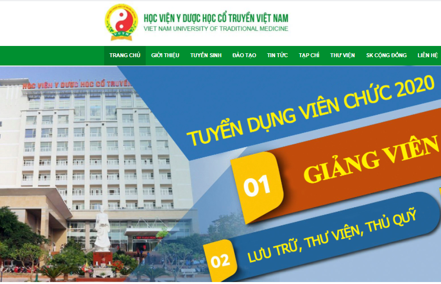 Học viện Y - Dược học cổ truyền Việt Nam vừa thông báo tuyển dụng viên chức năm 2020.