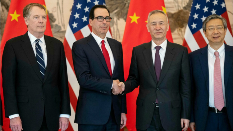 Các thành viên thường trực trong đoàn đàm phán thương mại giữa Mỹ và Trung Quốc tại Bắc Kinh, ngày 29/3/2019.