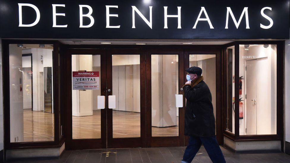 Một cửa hàng bách hóa cũ của Debenhams hiện vẫn bỏ trống. Ảnh Getty Images