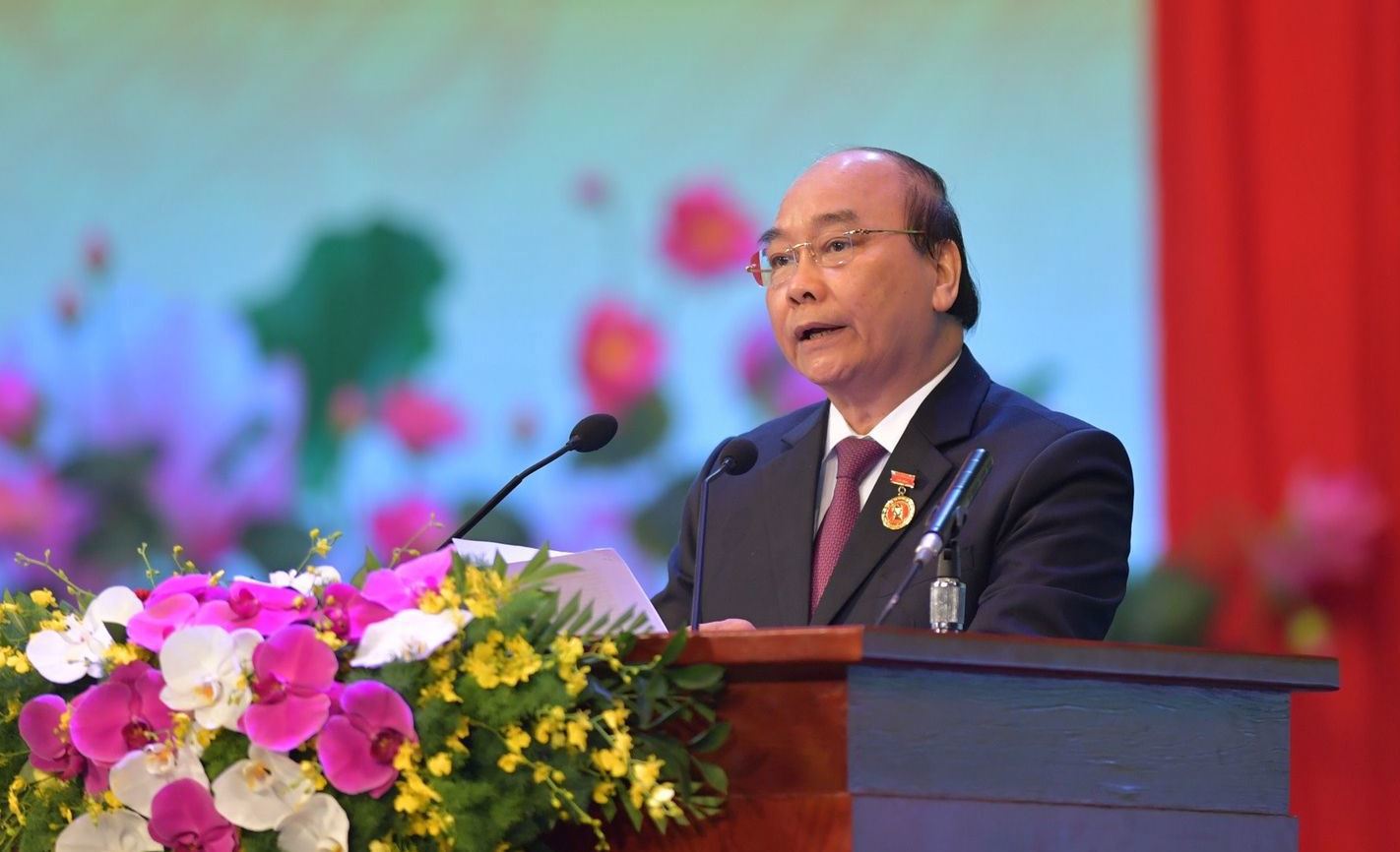 Thủ tướng Nguyễn Xuân Phúc phát biểu tại đại hội. Ảnh: VGP/Nhật Bắc