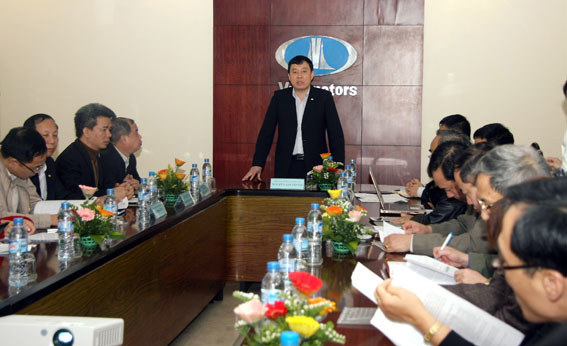 Lãnh đạo Vinamotor họp báo công bố thông tin đấu giá cổ phần Tổng Công ty ngày 27/3/2014. Nguồn: FinancePlus.vn