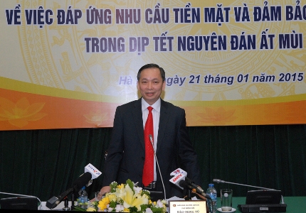Ông Đào Minh Tú, Phó Thống đốc Ngân hàng Nhà nước tại cuộc họp báo sáng 21/1. Nguồn: internet