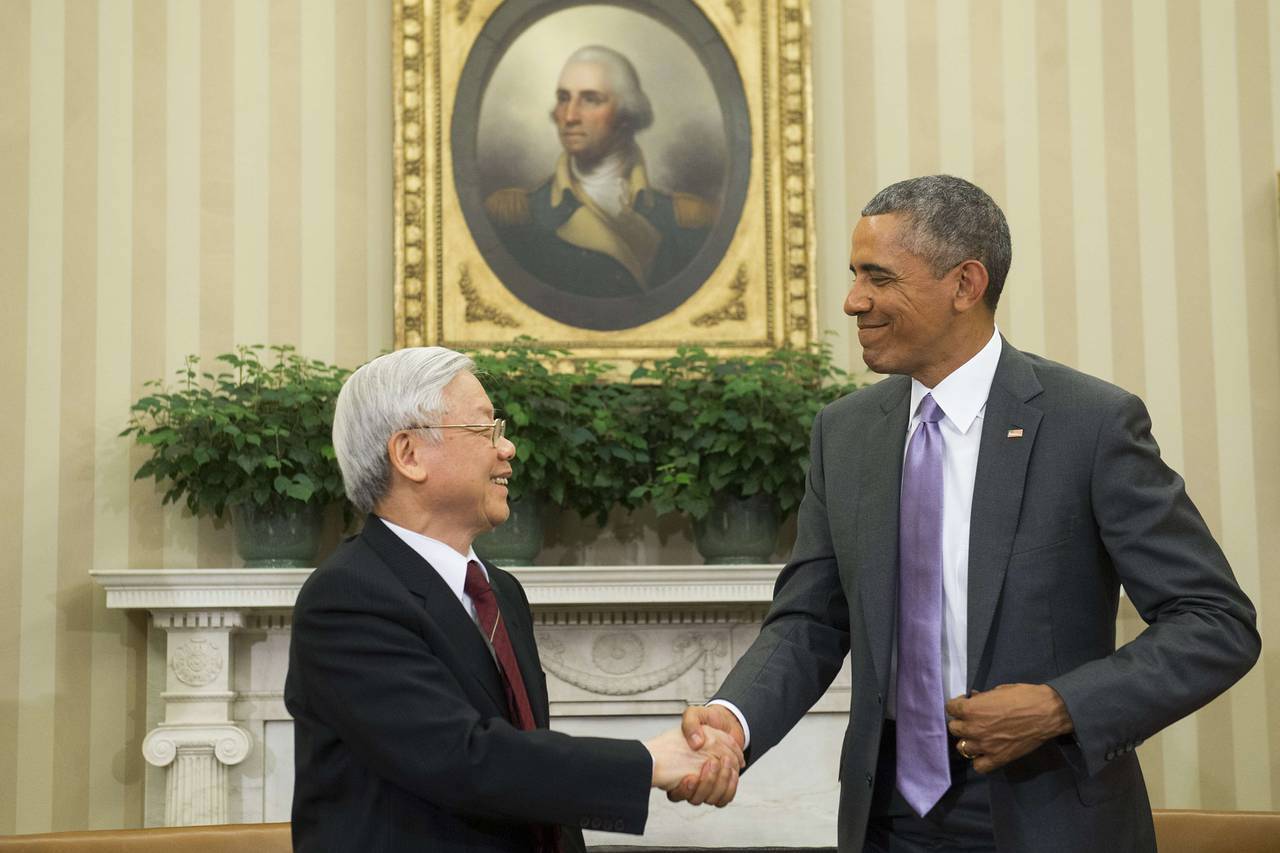 Tổng Bí thư Nguyễn Phú Trọng và Tổng thống Obama. Nguồn: internet