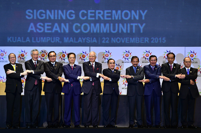 Các nhà lãnh đạo ASEAN tại buổi lễ.
