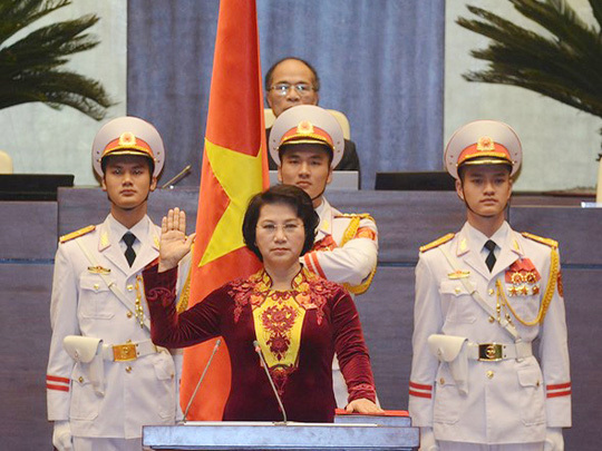 Chủ tịch Quốc hội Nguyễn Thị Kim Ngân tuyên thệ nhậm chức. Nguồn: internet