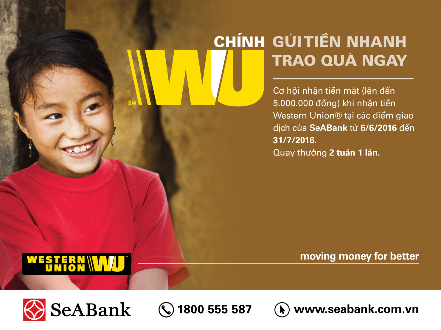Khuyến mãi lớn dành cho khách hàng nhận tiền Western Union tại Seabank.