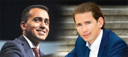  Ứng cử viên Thủ tướng Italy Di Maio và Thủ tướng Áo Sebastian Kurz. Nguồn: internet