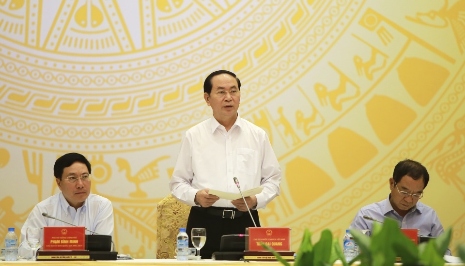 Chủ tịch nước Trần Đại Quang phát biểu tại phiên họp. Nguồn: internet