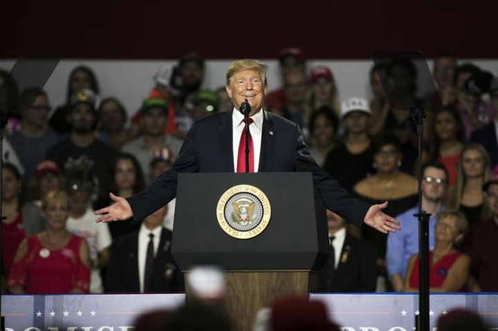  Tổng thống Donald Trump phát biểu Ohio vào ngày 4/8. Ảnh: Maddie McGarvey / Bloomberg 