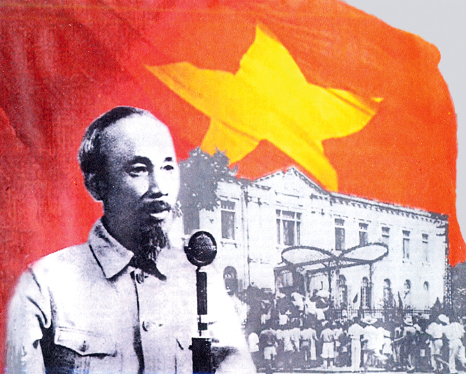 Ngày 2/9/1945, tại vườn hoa Ba Đình lịch sử, trước hàng chục vạn đồng bào, Chủ tịch Hồ Chí Minh thay mặt Chính phủ cách mạng lâm thời đọc bản Tuyên ngôn độc lập khai sinh nước Việt Nam Dân chủ Cộng hòa. Nguồn: internet