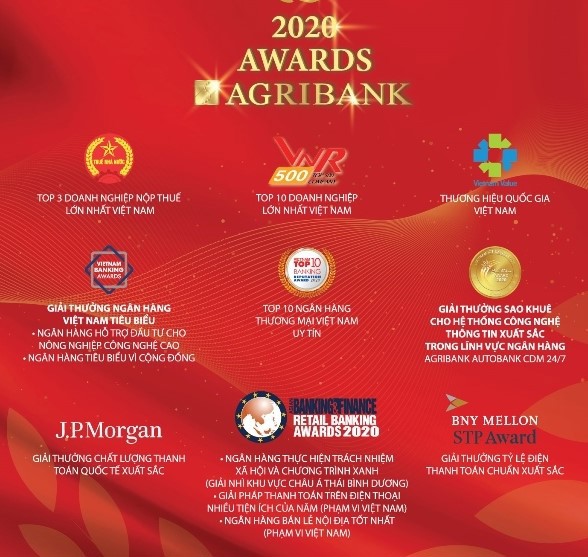 Agribank vinh dự đón nhận nhiều giải thưởng uy tín trong nước và quốc tế trong năm 2020