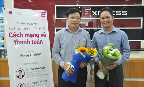 Ông Đào Minh Tuấn, Phó tổng giám đốc Vietcombank và ông Nguyễn Bá Diệp, Phó chủ tịch M_Service