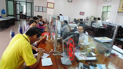 Hoạt động giao dịch tại một chi nhánh của Agribank Thái Bình.
