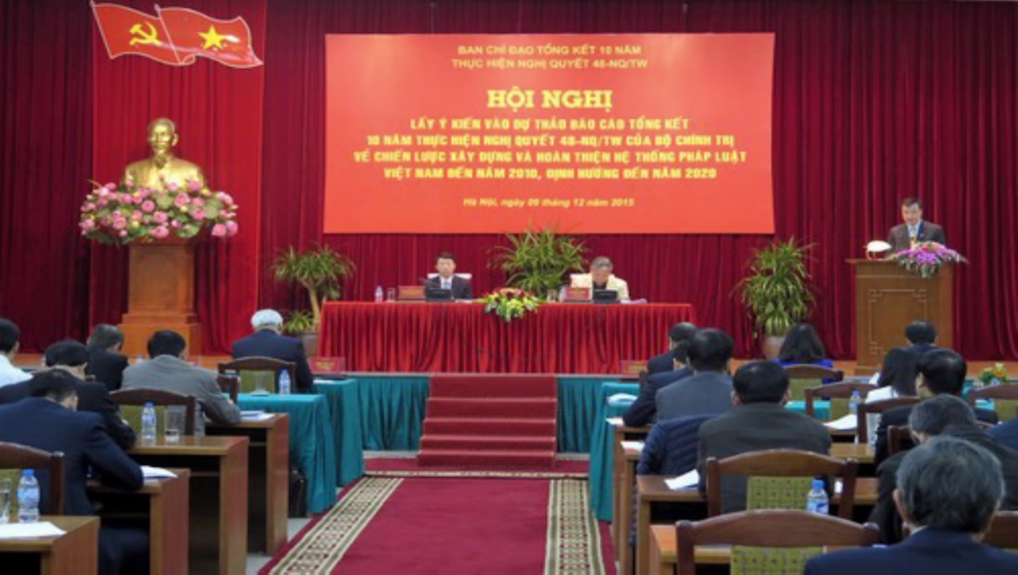 Hội nghị lấy ý kiến về dự thảo báo cáo 10 năm thực hiện Nghị quyết 48-NQ/TW về Chiến  lược xây dựng và hoàn thiện hệ thống pháp luật Việt Nam đến năm 2010, định  hướng đến năm 2020.