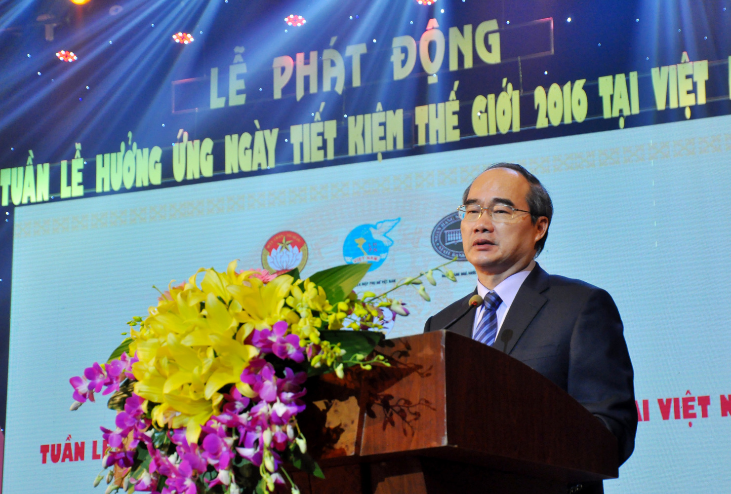ông Nguyễn Thiện Nhân - Ủy viên Bộ Chính trị, Chủ tịch Ủy ban Trung ương Mặt trận Tổ quốc Việt Nam phát biểu tại buổi Lễ phát động.