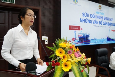 Bà Nguyễn Thị Phượng, Phó Tổng Giám đốc Agribank phát biểu tham luận tại Hội thảo "Sửa đổi Nghị định 67/NĐ-CP - Những vấn đề đặt ra" tại Đà Nẵng ngày 29/8/2017.