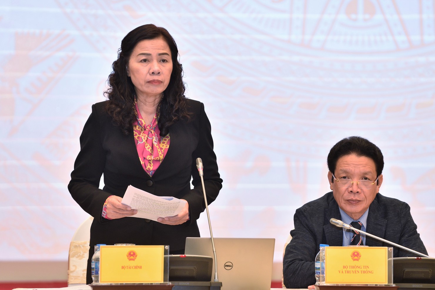 Thứ trưởng Bộ Tài chính Vũ Thị Mai trả lời báo chí tại phiên họp báo Chính phủ thường kỳ tháng 2/2020. Ảnh: VGP/Nhật Bắc