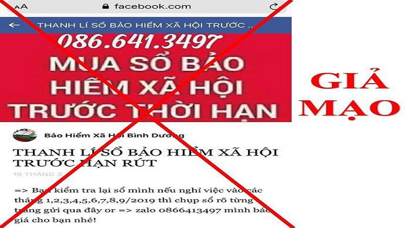 Các trang facebook mạo danh cơ quan BHXH tỉnh Bình Dương để mua bán sổ BHXH của người lao động đều là giả mạo.
