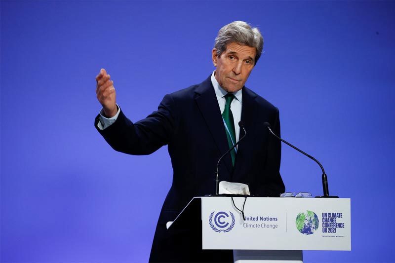 Đặc phái viên Mỹ về khí hậu John Kerry tại hội nghị thượng đỉnh COP26 tại Glasgow. (Ảnh: Reuters).