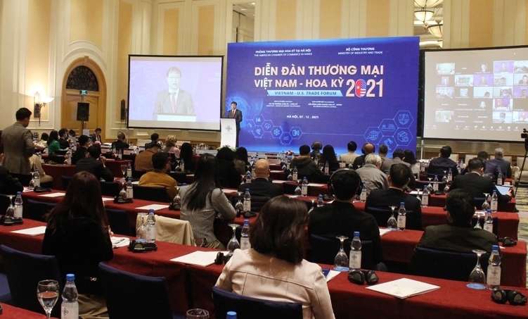 Diễn đàn Thương mại Việt Nam - Hoa Kỳ 2021 với chủ đề “Nắm bắt cơ hội, thích ứng phát triển trong tình hình mới”. Ảnh: VGP