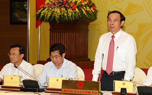 Bộ trưởng, Chủ nhiệm Văn phòng Chính phủ Nguyễn Văn Nên chủ trì buổi họp báo Chính phủ thường kỳ tháng 6/2014. Nguồn: Vneconomy.vn
