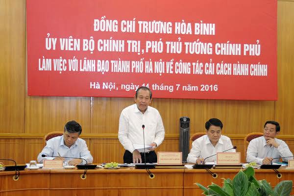 Phó Thủ tướng Trương Hòa Bình phát biểu chỉ đạo tại buổi làm việc, ngày 14/7.