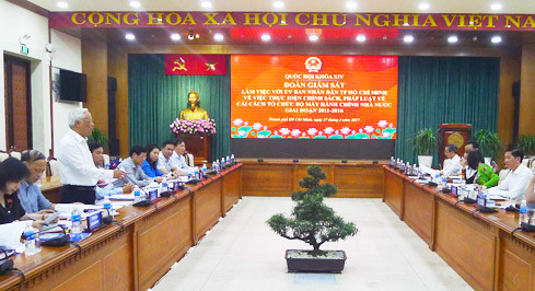 Phó Chủ tịch Quốc hội, Trưởng đoàn giám sát của Quốc hội Uông Chu Lưu phát biểu tại buổi làm việc với UBND TP. Hồ Chí Minh. Nguồn: internet.